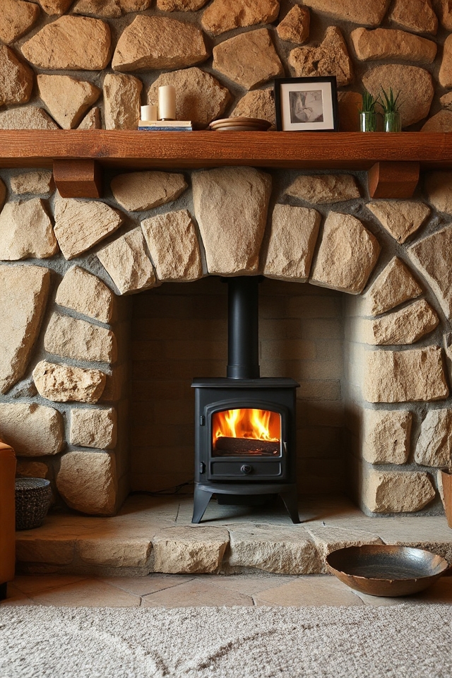 40 Wood-Burning Stove Decor Ideas To Warm Up Your Space 79 natural stone masonry accents