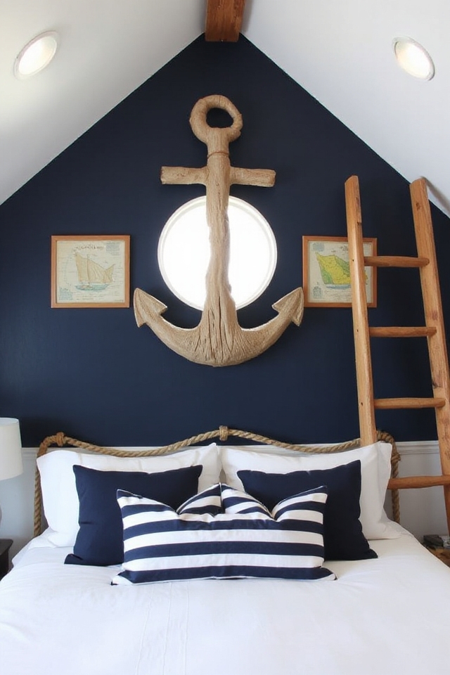 40 Nautical Bedroom Ideas if You Love Boats and Adventures 58 nautical anchor wall decor