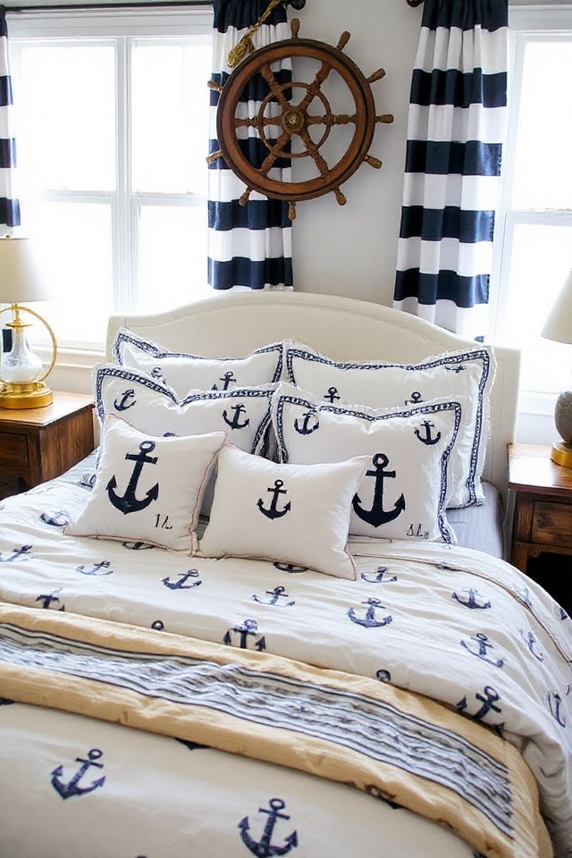 40 Nautical Bedroom Ideas if You Love Boats and Adventures 44 nautical bedding for comfort