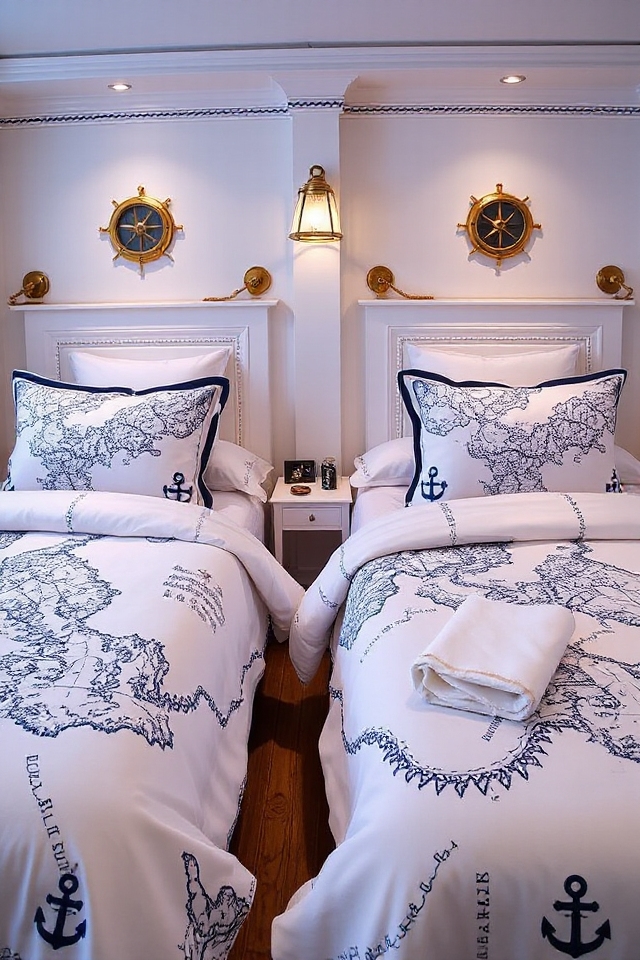 40 Nautical Bedroom Ideas if You Love Boats and Adventures 149 nautical chart bedding designs