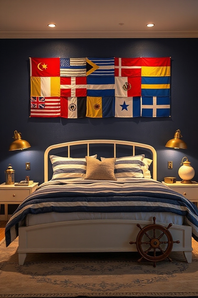 40 Nautical Bedroom Ideas if You Love Boats and Adventures 184 nautical flag wall decor
