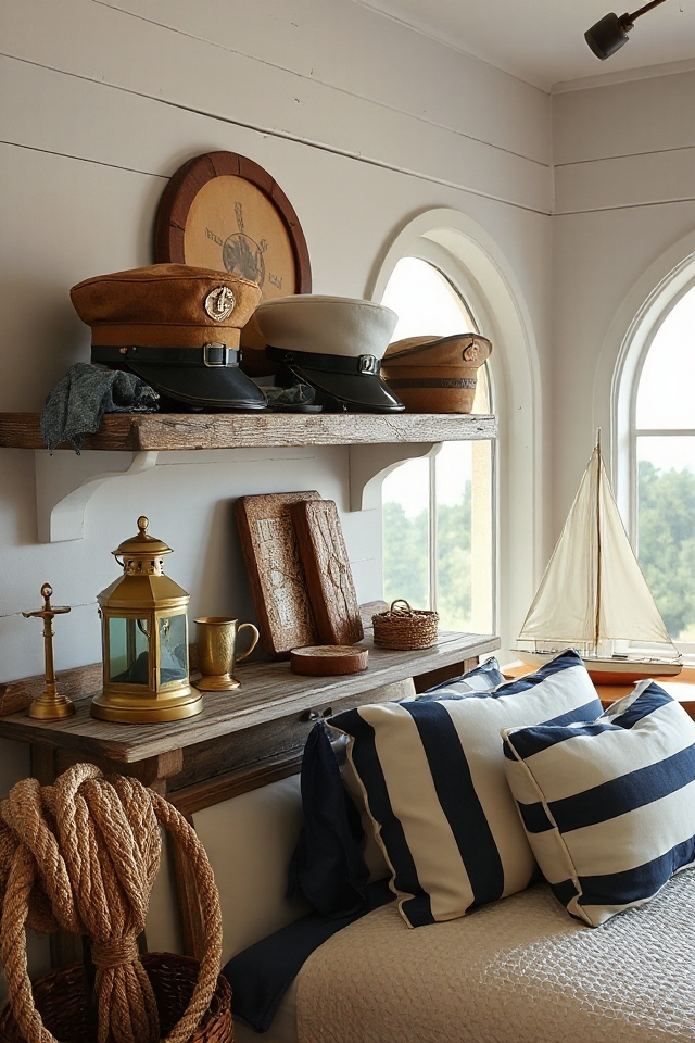 40 Nautical Bedroom Ideas if You Love Boats and Adventures 191 nautical vintage hat display