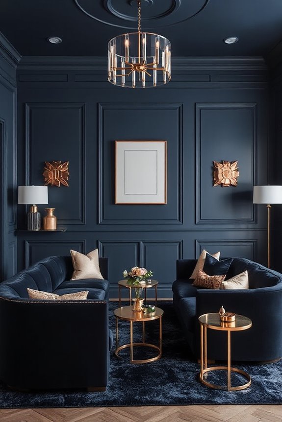 16 Navy and Rose Gold Living Room Concepts to Make a Statement 70 navy and rose gold elegance
