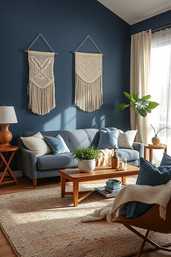 navy and wood accents
