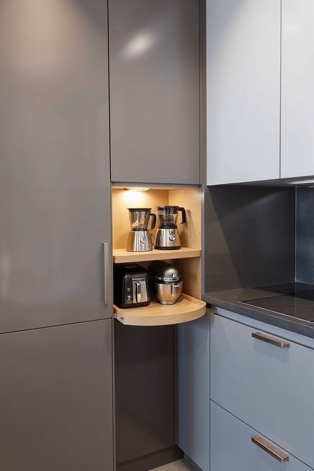 optimized pull out appliance storage
