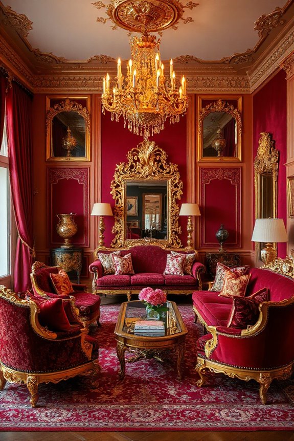 Luxurious Maximalist Rich Burgundy Living Room Inspiration 30 opulent burgundy and gold accents