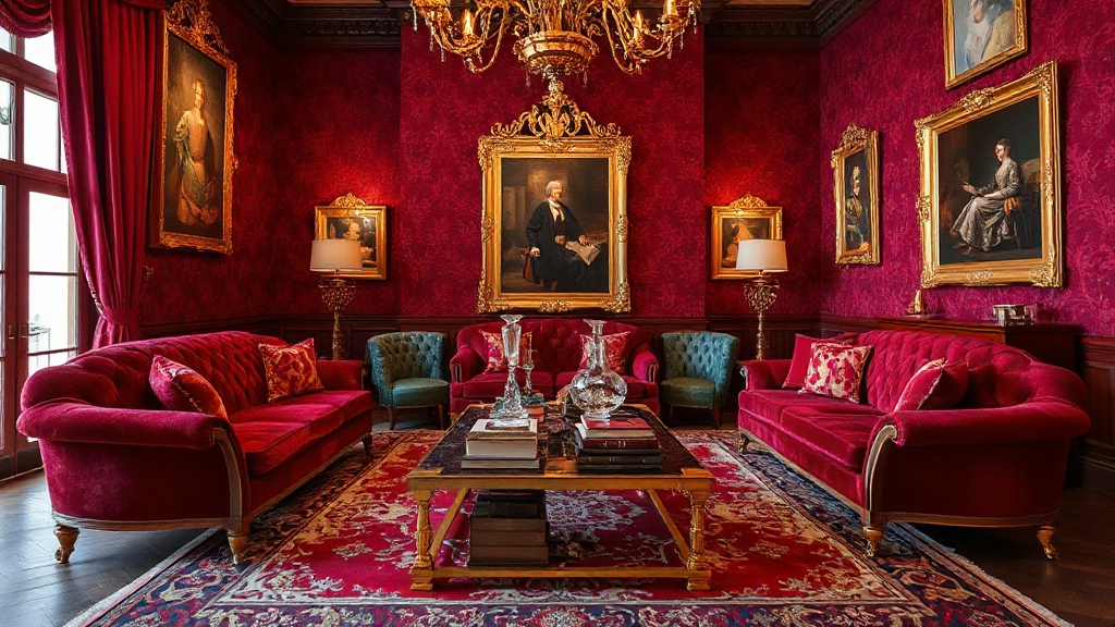opulent burgundy living room