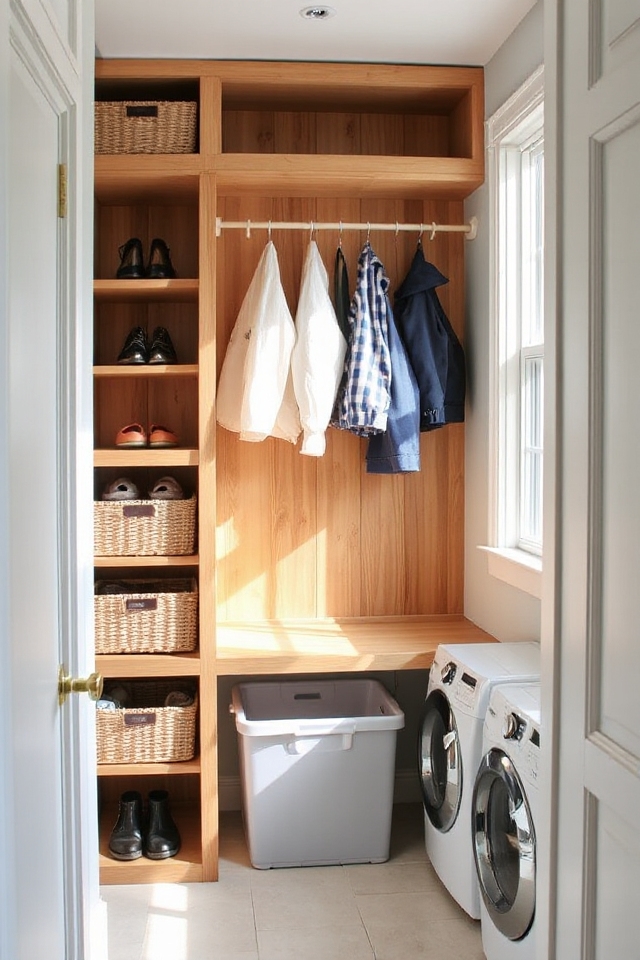27 Clever Mudroom and Laundry Room Ideas To Maximize Space 158 organized shoe and outerwear storage
