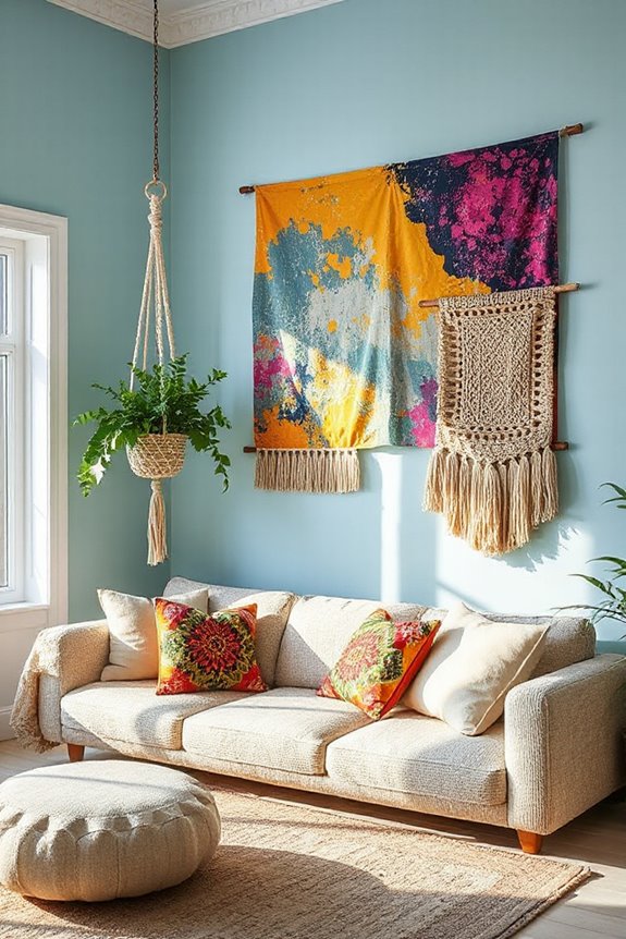 pastel blue boho wall art