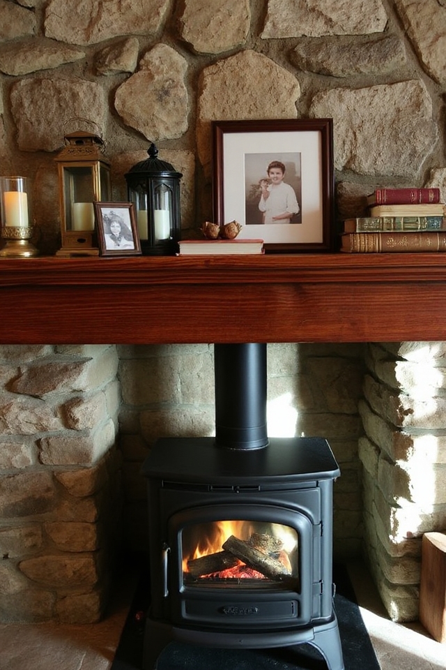 40 Wood-Burning Stove Decor Ideas To Warm Up Your Space 100 personalized wooden mantel decor