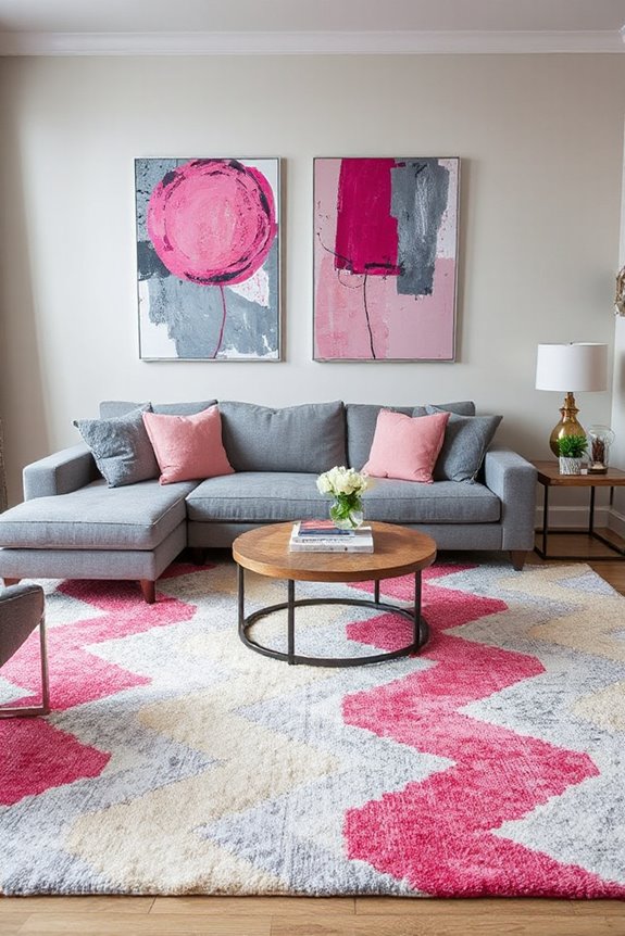 playful pink and grey decor