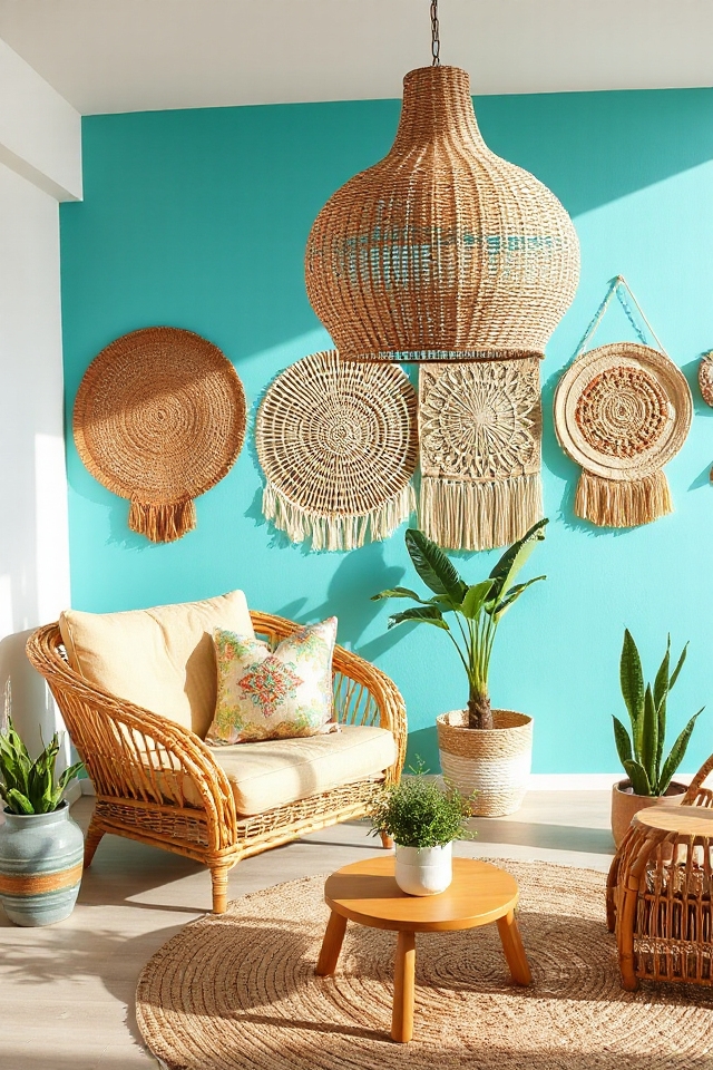 15 Woven Boho Living Rooms Featuring Rattan and Wicker 93 playful wicker home decor