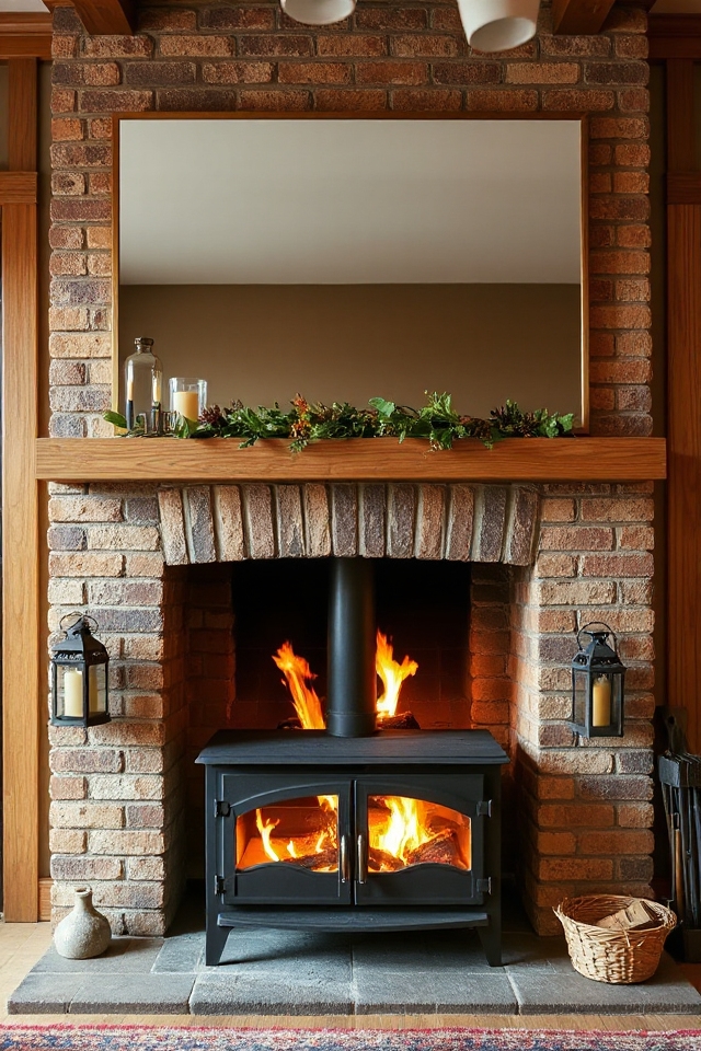 40 Wood-Burning Stove Decor Ideas To Warm Up Your Space 58 reflective elegance above mantel