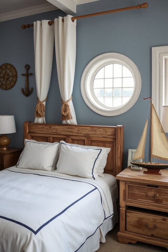 40 Nautical Bedroom Ideas if You Love Boats and Adventures 93 rope tiebacks enhance nautical decor