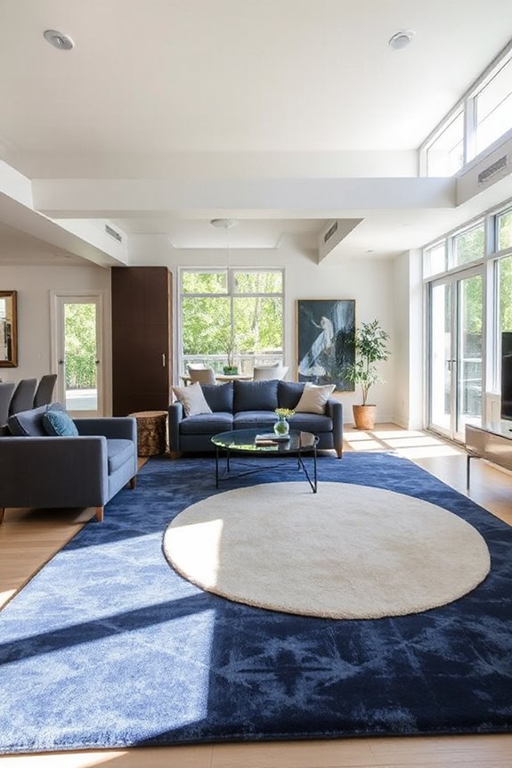 Tip: Use Area Rugs to Define Separate Conversation Areas in Your Open Floor Plan 2 rug size and shape