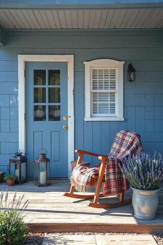 15 Gorgeous Weathered Blue Farmhouse Living Spaces 23 rustic blue porch charm