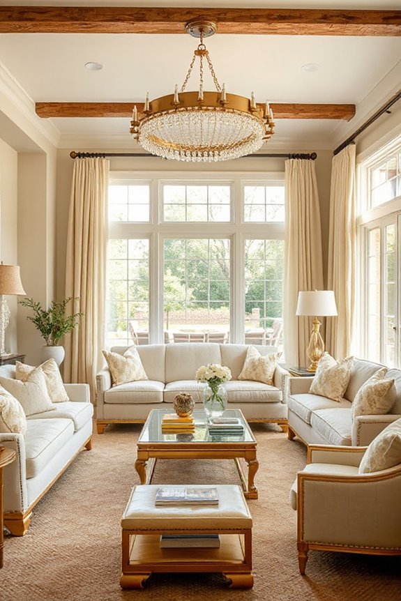 20 Cream and Gold Living Rooms That Look Expensive 122 rustic elegance in decor