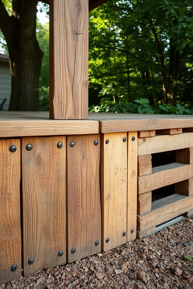 22 Deck Skirting Ideas To Enhance Your Outdoor Aesthetic 16 rustic pallet deck enhancement