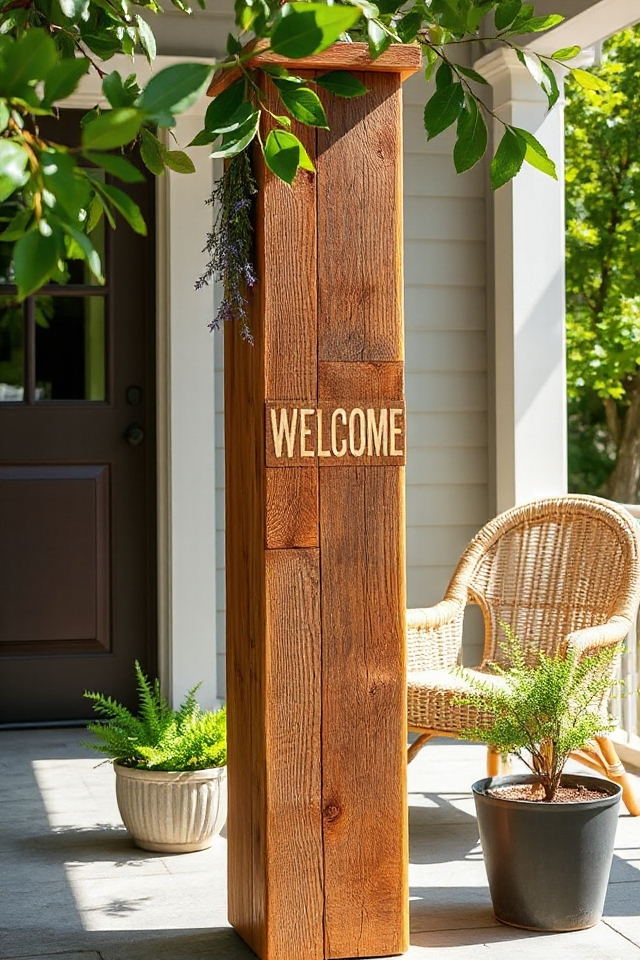 rustic wooden welcome posts