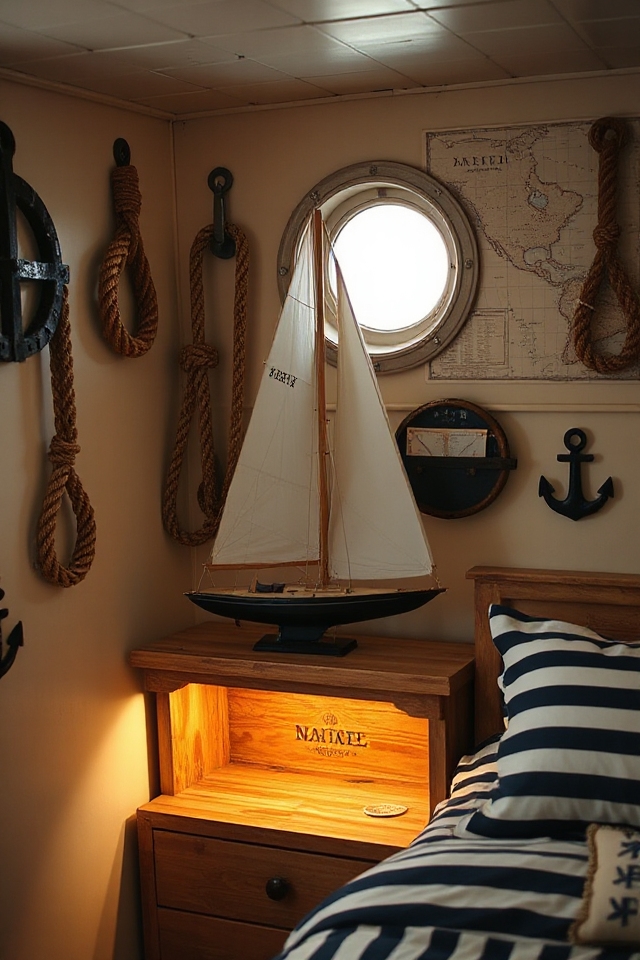 40 Nautical Bedroom Ideas if You Love Boats and Adventures 37 sailboat display shelf organization
