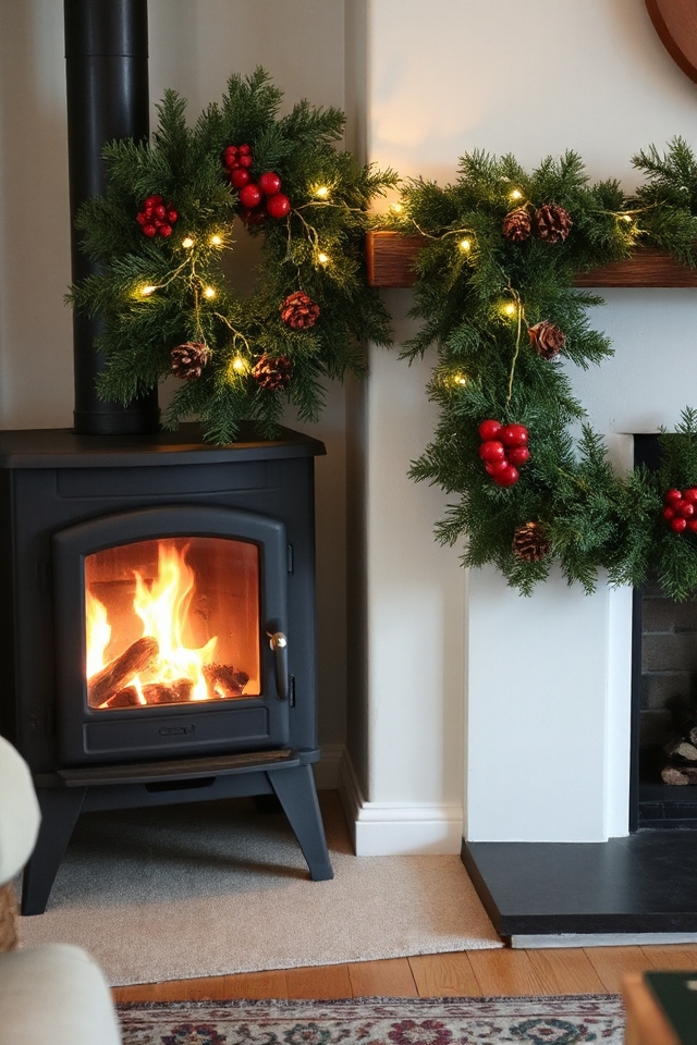 40 Wood-Burning Stove Decor Ideas To Warm Up Your Space 114 seasonal wreaths and garlands