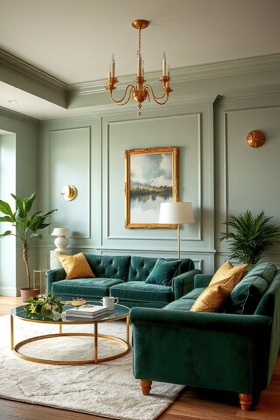 16 Light Green and Gold Living Room Concepts to Stay On Trend 51 sophisticated green and gold