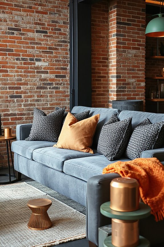 15 Grey and Copper Living Room Concepts to Nail Industrial Style 86 sophisticated grey copper textiles
