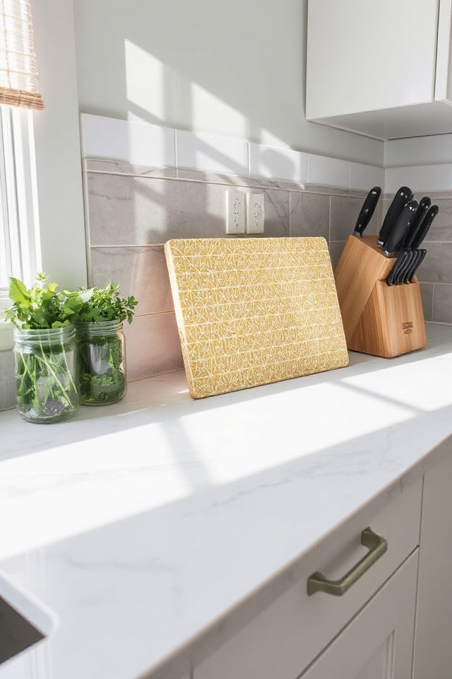 28 Kitchen Counter Styling Ideas That Are Functional and Beautiful 9 stylish cutting board decor