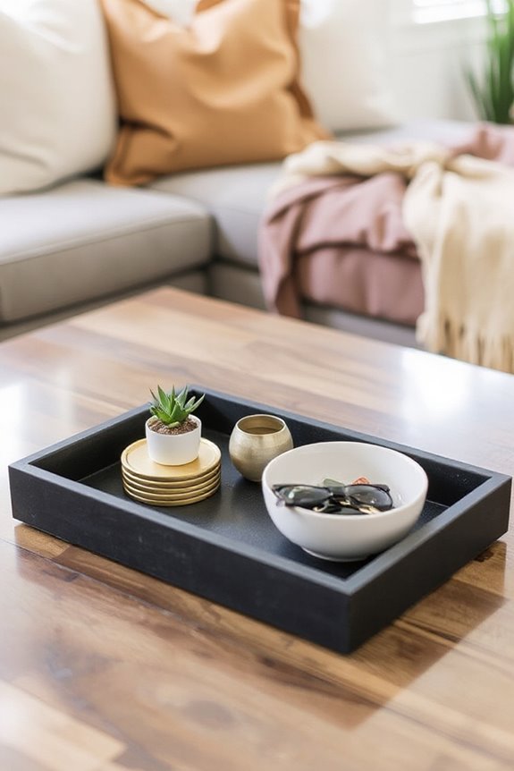 15 Ways to Use Coffee Table Trays to Style Your Living Room 47 stylish entryway organization solution