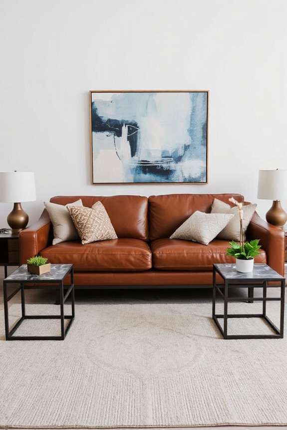 15 Ways to Style a Brown Leather Couch to Look Modern 72 stylish functional side tables