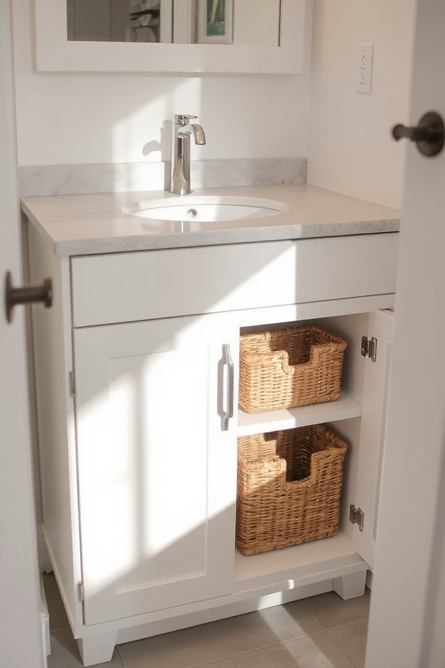 stylish organized bathroom storage
