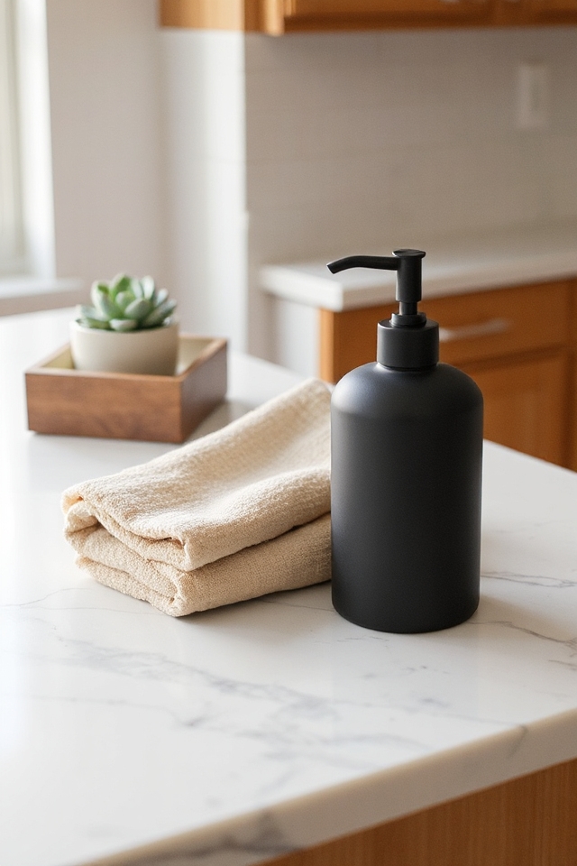 28 Kitchen Counter Styling Ideas That Are Functional and Beautiful 14 stylish soap dispenser towels