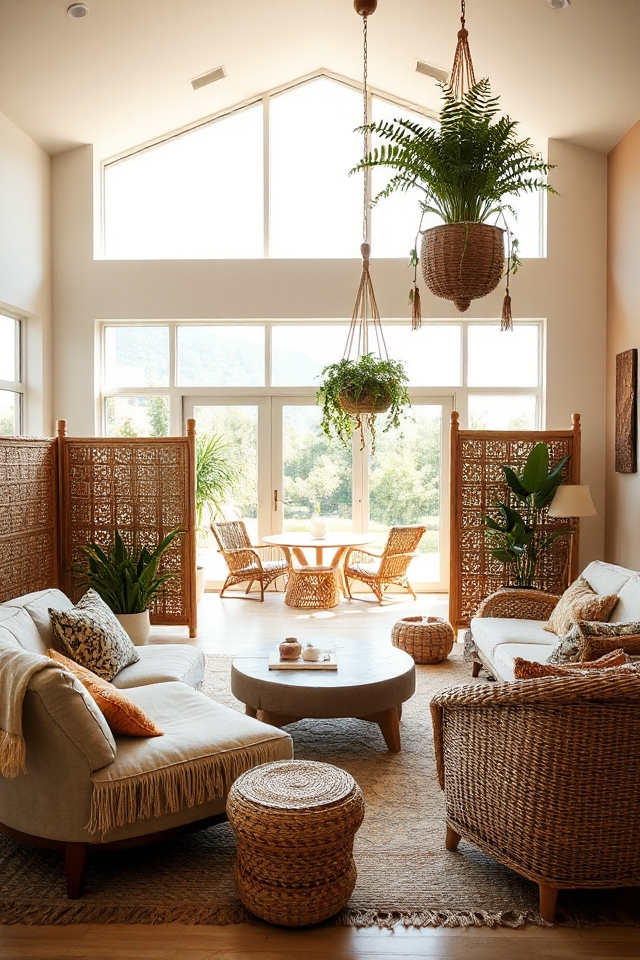 15 Woven Boho Living Rooms Featuring Rattan and Wicker 65 stylish wicker space dividers