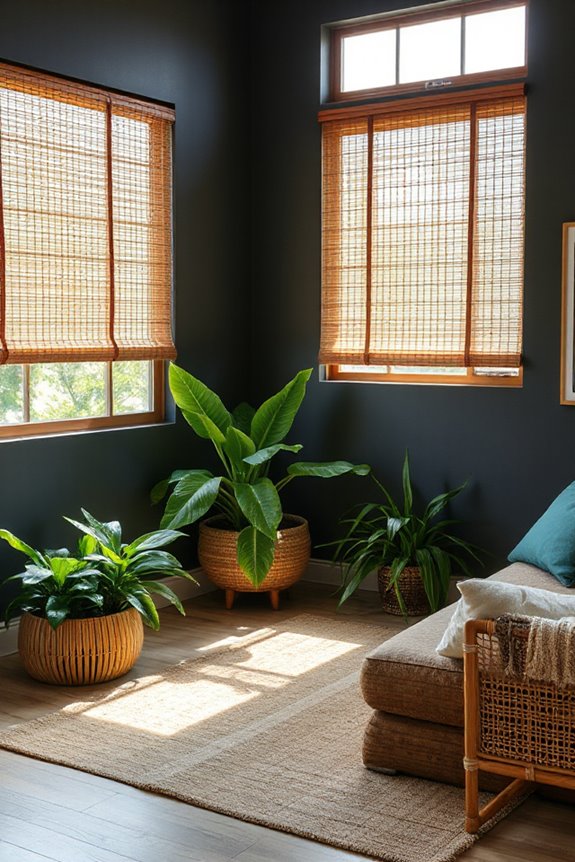 Moody Modern Tropical Living Room in Gray and Brown 51 sustainable tropical living design
