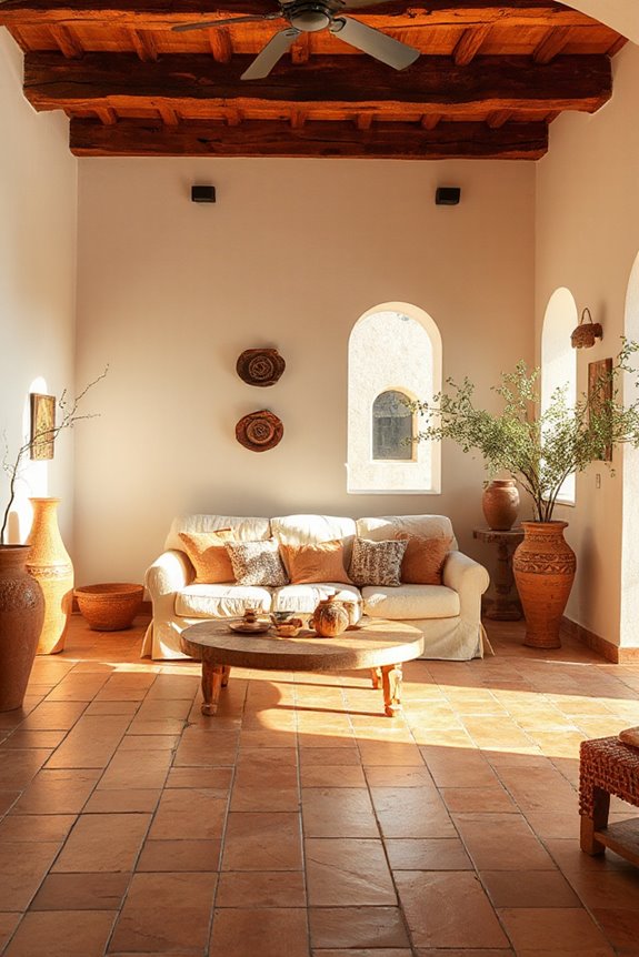 Warm Mediterranean Living Room in Terracotta and Cream 54 terracotta and cream accents
