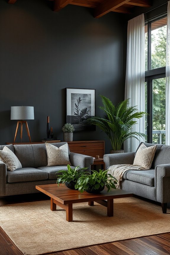 Moody Modern Tropical Living Room in Gray and Brown 65 transform your living room