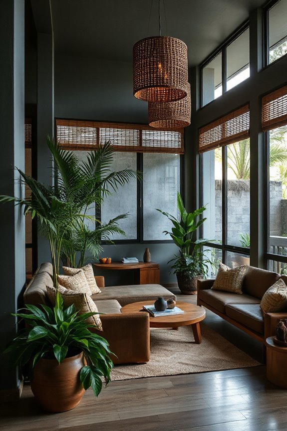 Moody Modern Tropical Living Room in Gray and Brown 9 tropical living room transformation