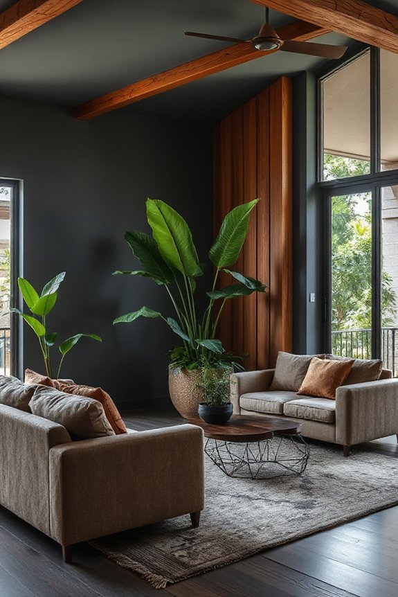Moody Modern Tropical Living Room in Gray and Brown 16 tropical modern furniture selection