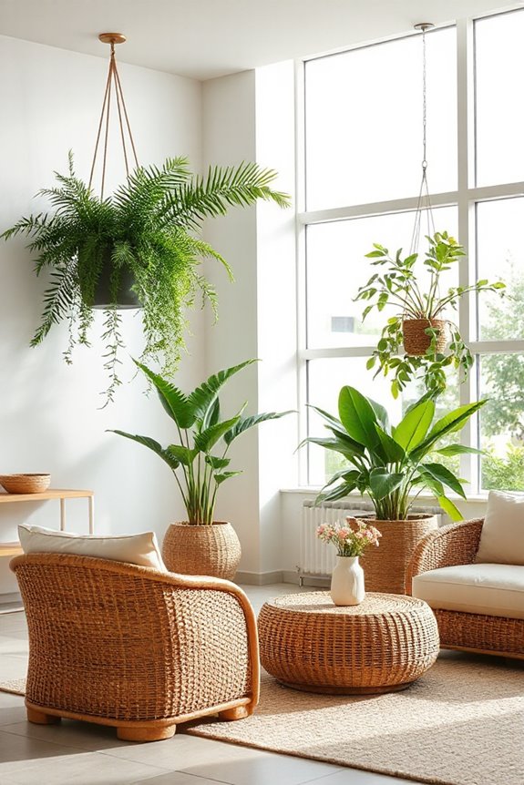 Modern Tropical White and Tan Living Room Concept 16 tropical textures and greenery