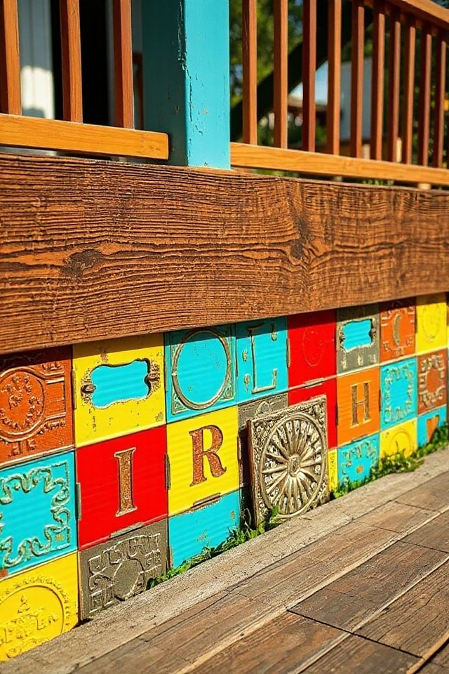 22 Deck Skirting Ideas To Enhance Your Outdoor Aesthetic 111 upcycled decorative tin panels