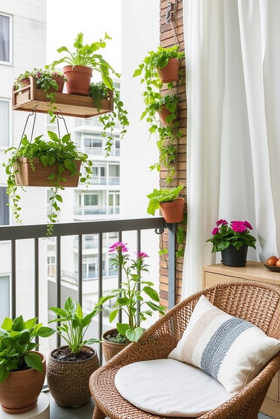25 Small Balcony Apartment Decor Ideas That Will Transform Your Tiny Space 2 vertical hanging trellis maximize space