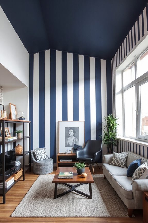 15 Design Hacks For A Low Ceiling Living Room 2 vertical stripes enhance height