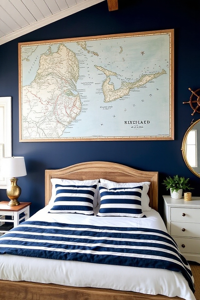 40 Nautical Bedroom Ideas if You Love Boats and Adventures 107 vintage nautical map decor