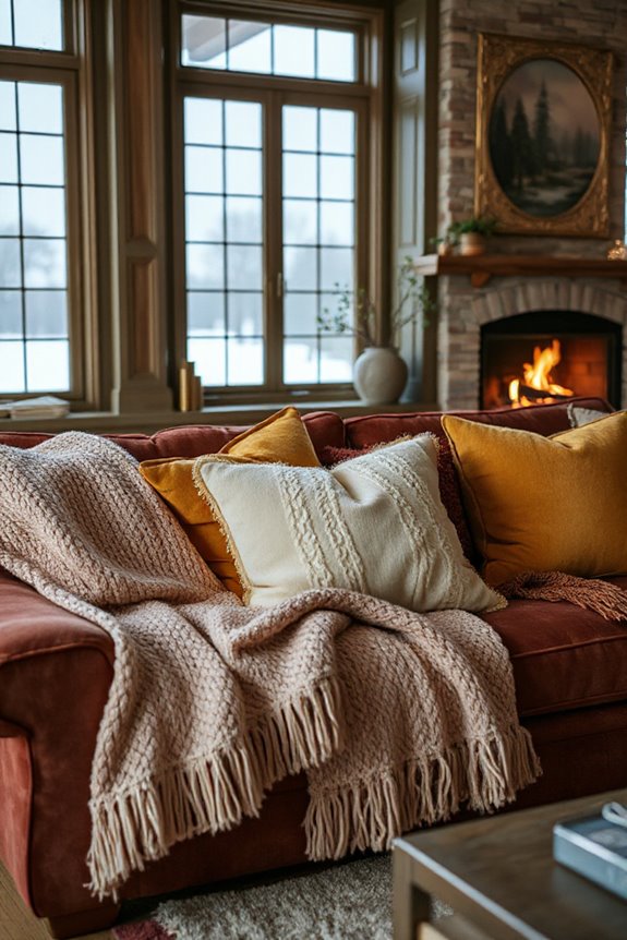 warm cozy pillow accents