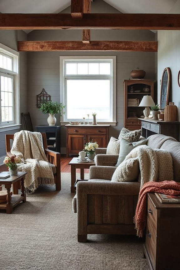 16 Beautiful Grey Farmhouse Living Rooms We Love 30 warm grey rustic elegance
