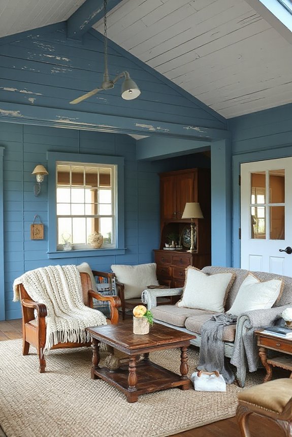 15 Gorgeous Weathered Blue Farmhouse Living Spaces 65 warm layered blue textures