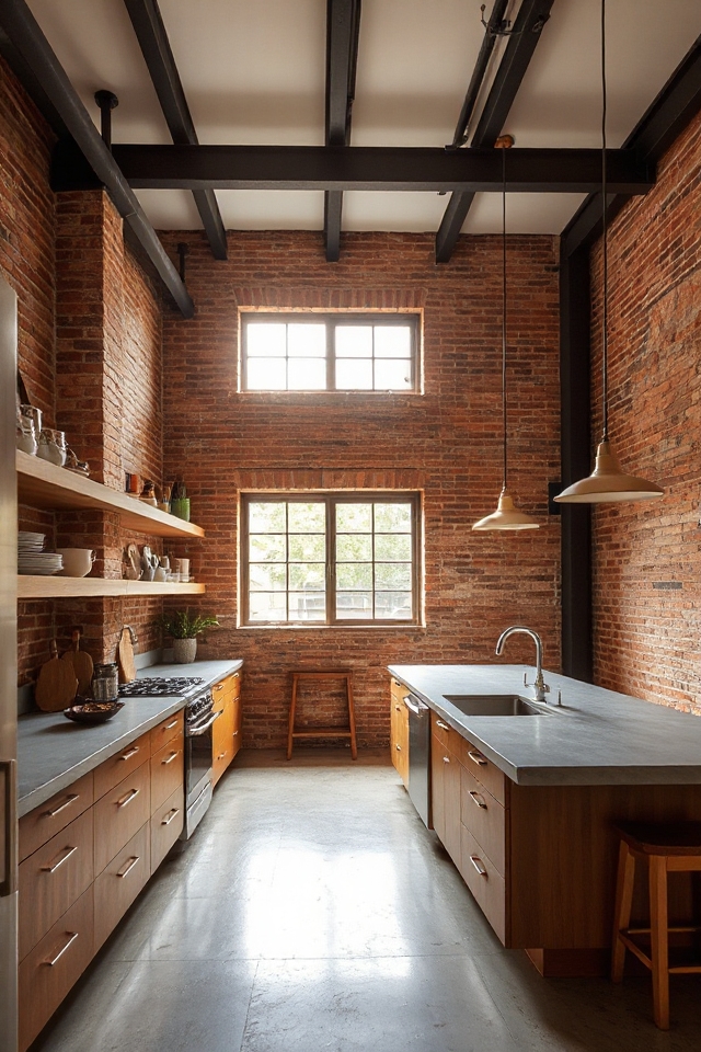12 Modern Loft Kitchens That Are Equal Parts Cozy and Chic 2 warm wood meets industrial elegance