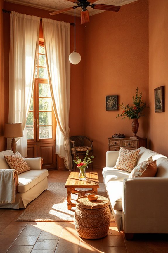 Warm Mediterranean Living Room in Terracotta and Cream 47 warmth meets bright elegance