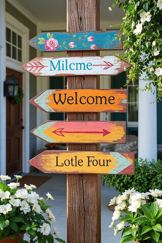 whimsical artistic directional signs