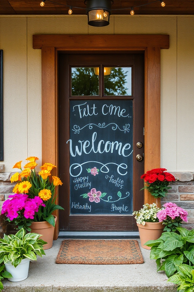 whimsical porch chalkboard art